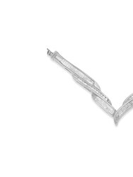 14K White Gold Round and Princess Cut Diamond 'V' Shape Fashion Pendant