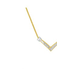 14K Yellow and White Gold 1/4 Cttw Princess Cut Diamond Channel-Set “V” Shape 18" Pendant Necklace - 14K Yellow and White Gold