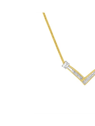 Haus of Brilliance 14K Yellow and White Gold 1/4 Cttw Princess Cut Diamond Channel-Set “V” Shape 18" Pendant Necklace product