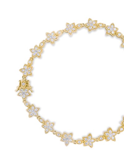 Haus of Brilliance 14K Yellow Gold 1 1/5 Cttw Round Diamond Floral Star-Shaped Link Bracelet - H-I Color, SI1-SI2 Clarity -Size 7" product