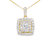 14K Yellow Gold 1/2 Cttw Round And Princess-Cut Diamond Double Halo 18" Pendant Necklace - H-I Color, SI2-I1 Clarity - Yellow Gold