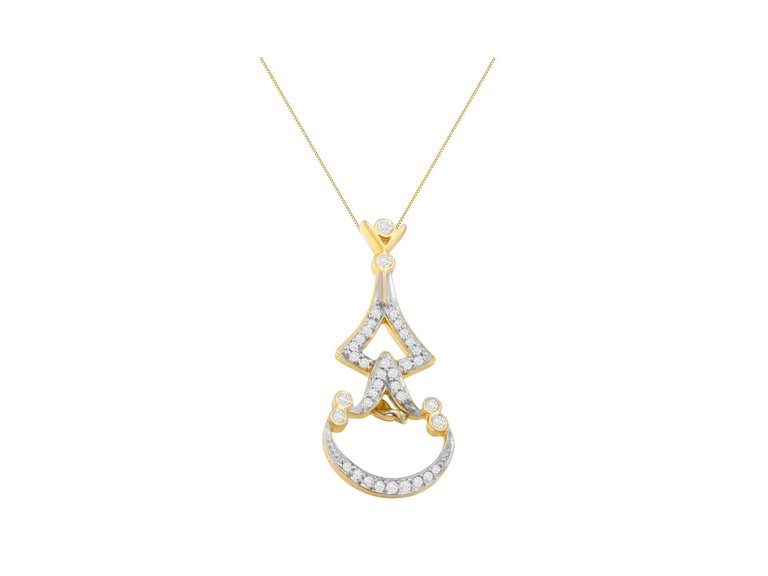 14K Yellow Gold 1/3 cttw Round Diamond Pendant Necklace - Yellow