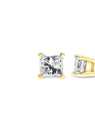 14K Yellow Gold 1/5 Cttw Princess-Cut Square Near Colorless Diamond Classic 4-Prong Solitaire Stud Earrings
