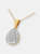 14K Yellow Gold 1 cttw White and Champagne Round Cut Diamond Drop Pendant Necklace