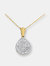14K Yellow Gold 1 cttw White and Champagne Round Cut Diamond Drop Pendant Necklace