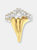 14K Yellow Gold 1.0 Cttw Round & Baguette Cut Diamond Floral Cluster Double-Channel Flared Band Cocktail Statement Ring