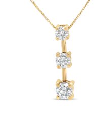 14K Yellow Gold 1.00 Cttw Round Diamond Three-Stone Drop Pendant 18" Necklace - H-I Color, SI1-SI2 Clarity - Yellow Gold