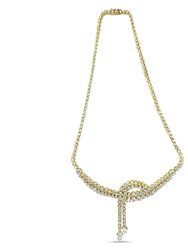 14k Yellow Gold 17.0 Cttw Diamond Double Row Lariat 18" Tennis Necklace With Pear Shape Diamond Drop Tips - I-J Color, VS2-SI1 Clarity