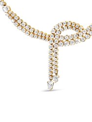 14k Yellow Gold 17.0 Cttw Diamond Double Row Lariat 18" Tennis Necklace With Pear Shape Diamond Drop Tips - I-J Color, VS2-SI1 Clarity