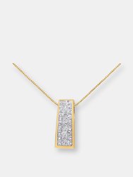 14K Yellow Gold 2 1/3 cttw Princess Cut Diamond Block Pendant Necklace