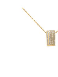 14K Yellow Gold 2 1/3 cttw Princess Cut Diamond Block Pendant Necklace - 14K Yellow Gold