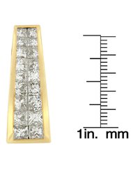 14K Yellow Gold 2 1/3 cttw Princess Cut Diamond Block Pendant Necklace