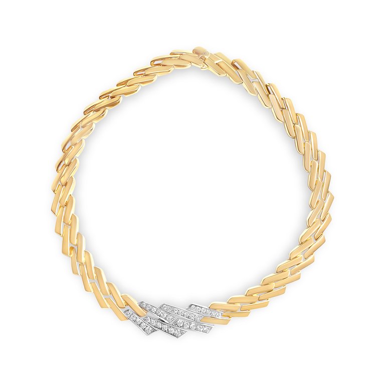 14k Yellow Gold 2 3/4 Cttw Pave Diamond Miami Cuban Curb Link Chain 16" Necklace - H-I Color, SI1-SI2 Clarity