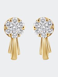 14K Yellow Gold 3/4 Cttw Diamond Floral Cluster Drop and Dangle Stud Earrings - Yellow