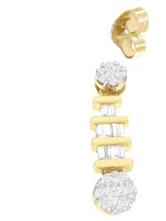 14K Yellow Gold 3/4ct. TDW Round And Baguette-cut Diamond Earrings (H-I,SI1-SI2)