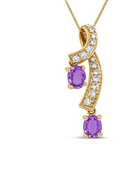 14K Yellow Gold 6x4mm Oval Pink Sapphire and 1/5 Cttw Round Diamond Pendant Necklace - H-I Color, SI1-SI2 Clarity - Gold