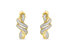 14K Yellow Gold .925 Sterling Silver Diamond Accent Cross Over and Swirl Dangle Drop Earrings - Two-Toned