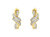14K Yellow Gold .925 Sterling Silver Diamond Accent Cross Over and Swirl Dangle Drop Earrings - Two-Toned