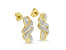 14K Yellow Gold .925 Sterling Silver Diamond Accent Cross Over and Swirl Dangle Drop Earrings