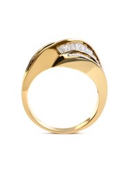 14K Yellow Gold Channel Set 1 1/3 Cttw Diamond Swirl And Weave Ring Band - Ring Size 7