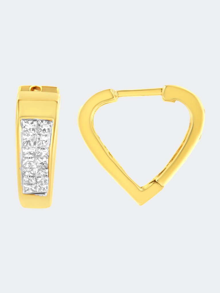 14K Yellow Gold Diamond Huggy Earrings