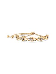 14K Yellow Gold Plated .925 Sterling Silver 1/10 Cttw Diamond Infinity Heart Shaped 4"-10" Adjustable Bolo Bracelet