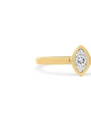 14K Yellow Gold Plated .925 Sterling Silver 1/20 Carat Diamond Square Cushion-Shaped Miracle Set Petite Fashion Promise Ring - Yellow 