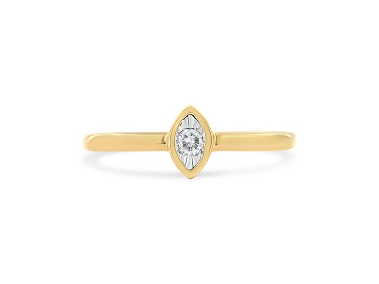 14K Yellow Gold Plated .925 Sterling Silver 1/20 Carat Diamond Square Cushion-Shaped Miracle Set Petite Fashion Promise Ring - Yellow 