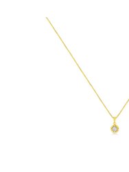 14K Yellow Gold Plated .925 Sterling Silver 1/3 Cttw Brilliant Round Cut Diamond Solitaire Milgrain 18" Pendant Necklace