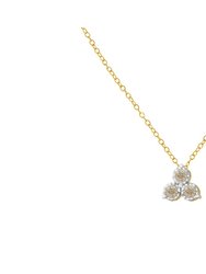14K Yellow Gold Plated .925 Sterling Silver 1/4 Cttw Diamond 3 Stone Trio 18" Pendant Necklace - White, Yellow