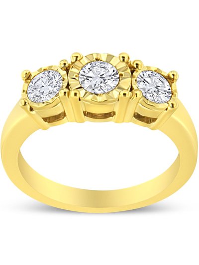Haus of Brilliance 14k Yellow Gold Plated .925 Sterling Silver 1.00 Cttw Miracle-Set Round Diamond Three Stone Engagement Ring product
