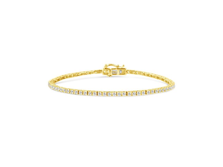 14K Yellow Gold Plated .925 Sterling Silver 2.0 Cttw Diamond Classic Link Tennis Bracelet - Sterling silver