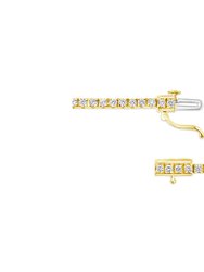 14K Yellow Gold Plated .925 Sterling Silver 2.0 Cttw Diamond Classic Link Tennis Bracelet