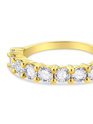 14K Yellow Gold Plated .925 Sterling Silver 2.00 Cttw Shared Prong Set Round-Diamond 11 Stone Band Ring