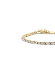 14K Yellow Gold Plated .925 Sterling Silver 3 cttw Diamond Tennis Bracelet - Yellow