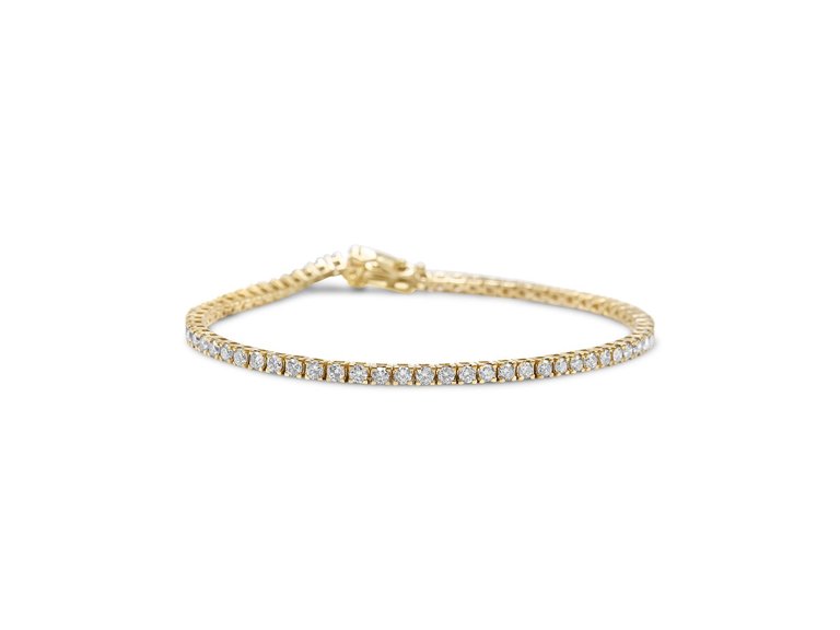 14K Yellow Gold Plated .925 Sterling Silver 3 cttw Diamond Tennis Bracelet - Yellow