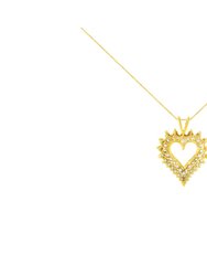 14K Yellow Gold Plated .925 Sterling Silver Brilliant-Cut Diamond Open Heart 18" Pendant Necklace