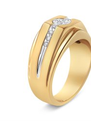 14K Yellow Gold Plated .925 Sterling Silver Miracle-Set 1/5 Cttw Diamond Men's Band Ring - I-J Color, I3 Clarity - Size 10