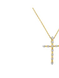14k Yellow Gold Plated .925 Sterling Silver Miracle Set Diamond Accent Cross 18" Pendant Necklace - Yellow Gold