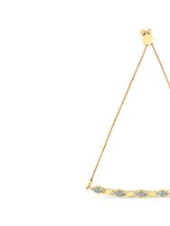 14K Yellow Gold Plated .925 Sterling Silver Round-Cut Diamond Accent Hearts Bolo Bracelet