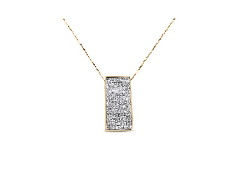 14K Yellow Gold Princess-Cut Diamond Pillar Pendant Necklace - Yellow
