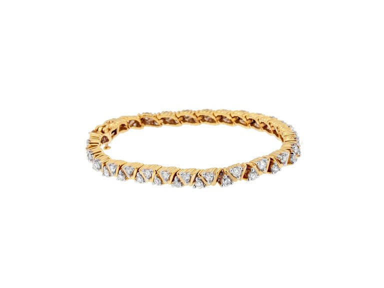 14k Yellow Gold Round-Cut Diamond Bracelet - Gold