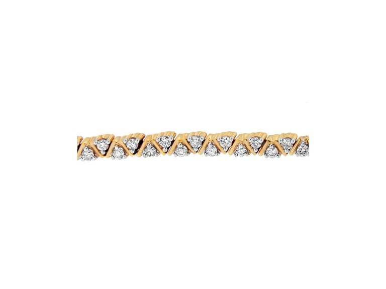 14k Yellow Gold Round-Cut Diamond Bracelet