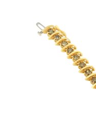 14K Yellow Gold Round-Cut Diamond 'S' Bracelet
