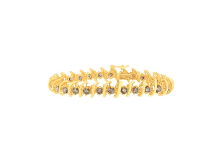 14K Yellow Gold Round-Cut Diamond 'S' Bracelet - Yellow Gold