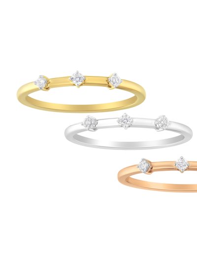 Haus of Brilliance 14kt Gold Plated Tri Tone .925 Sterling Silver 1/3 Cttw Prong-Set Round Diamond Three Piece Stackable Band Ring Set - I-J Color, I1-I2 Clarity product
