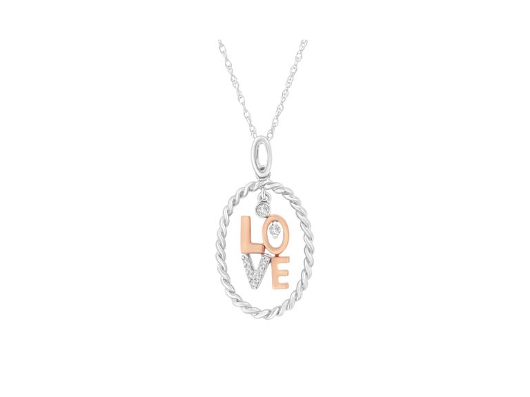 14kt Two-Tone Gold Diamond Accent Love Pendant Necklace - Two-Tone