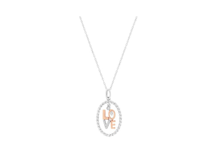 14kt Two-Tone Gold Diamond Accent Love Pendant Necklace