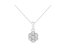14KT White Gold 1/2 Cttw Diamond Floral Cluster Pendant Necklace - White