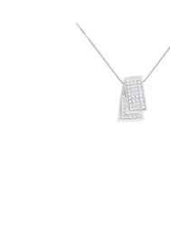 14KT White Gold Diamond Box Pendant Necklace
